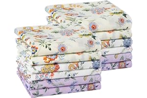 HOULIFE - Fazzoletti da donna con stampa floreale vintage stile anni '60, in morbido cotone, colorati, 35 cm x 35 cm