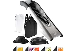 Coupe-Légumes Börner V6 (Set Professionnel) • Mandoline en Acier Inox avec Lame en V • Mandoline Réglable pour Légumes & Fruits • Tranches, Juliennes, Bâtonnets de Plusieurs Tailles