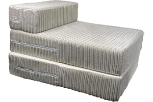 ISTYLE MODE BETTER HOME CHOICE Jumbo Cord Single Chair Bed Sofa Z Bed Seat Foam Fold Out Guest Futon Kids (Cream)