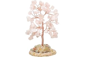 Halukakah Cristal Árbol Amor Feng Shui Cuarzo Rosa Auténtico Piedras Preciosas Árbol de la Vida Envuelto a Mano Cobre Ramas de Alambre Ágata Base Cuenco de Canto Bendecido 10cm Alto