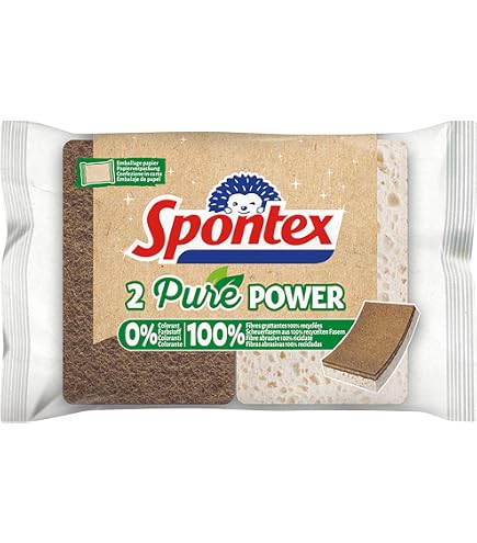 AIRNEX Lot de 24 éponges de cuisine naturelles biodégradables - Éponges à vaisselle écologiques en cellulose et noix de coco - Anti-rayures pour la vaisselle avec éponge à récurer - Multifonctions à
