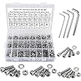 FandWay 720Pcs 304 Stainless Steel M3-M6 Hex Socket Head Cap Screws, Bolts, Nuts and Washers Assortment Set Kit with 4 Hex Wrenches