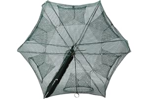 Biuzi Fishing Pot, 1 Pc 6/12 Trous Filet de Pêche Automatique Cage à crevettes Nylon Pliable Crabe Fish Trap Cast(6 Trous)