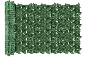 AGJIDSO Clôture de lierre artificiel - 3 x 1 m (2 x 3 x 0,5 m) - Haies artificielles - Clôture d'intimité pour jardin, balcon, extérieur (feuilles de pommier améliorées)