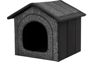BJIRD Hundehaus Hundehütte für kleine Hunde - Katzenhaus, Katzenhöhle - mit herausnehmbarem Dach - Tierhaus für Katzen und Hunde für Drinnen/Indoor - Schwarz - 44 x 38 x 45 cm [R2 / M]
