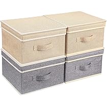 BrilliantJo Opbergdozen met Deksels, Opvouwbare Opbergmand voor Kleren Speelgoed Boekenplank Slaapkamer Thuis 2X grijs 2X zwart 33,5 * 31,75 * 17 cm