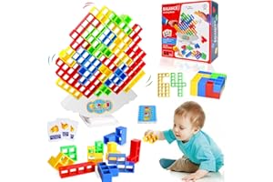 GUBOOM 64 Pieces Tetra Tower Adulte, Tetris Tower, Tetra Tower Balance Game, Tetris Balance Game, Jouet d'équilibre pour Enfant, Team Tower, équilibrant Les Jouets Dempilage, éducatifs Cadeaux d'anniversaire