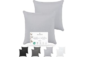 BARBONS Taies d'oreiller 80x80 Coton (Lot de 2) - Housses de Coussins, Confort Luxueux avec Certifiée Oeko-Tex, Idéal pour Une Mise à Niveau Élégante de la Chambre à Coucher (80x80-Gris)
