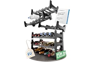 ‎NOVALIV Novaliv Flaschenregal für 36 Flaschen aus Kunststoff Recycelt, erweiterbar, Weinregal stapelbar, Schwarz, Getränkeregal Flaschen Regalsystem, Regal für Getränke, Flaschenschrank, Spirituosen Regal