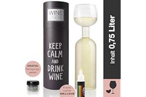 ILP GMBH I LOVE PRODUCTS Wine Lovers Bicchiere da Vino XXL compreso Il marcatore a Gesso – Simpatico Bicchiere Perfetto Come Idea Regalo – con Perle per la Pulizia (Keep Calm)