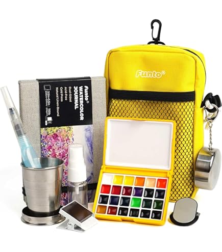 Aquarelle De Poche Avec Pinceaux Kit De Peinture De Voyage Avec 8