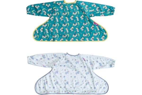 Tidy Tot®™ Cover & Catch™ Bavoir couvrant pour bébé. Bavoir d'alimentation avec manches. Se fixe sur les chaises hautes. Bavoirs à manches. Bavoirs DME pour chaise haute de nourrisson, bébé et enfant.