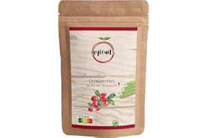 myfruits Tranbär med ananasjuice, torkad, 1 kg, utan raffinerat socker, torkad frukt till mellanmål eller för sallader