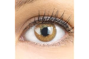 Glamlens lentilles de couleur marron naturelles colorées très haute opacité Jasmine Brown + étuis à lentilles de contact I 1 paire (2 pièces) I DIA 14,00 I sans correction I 0,00 Dioptries
