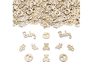 ParPix Pack of 125 Baby Shower Decoration Confetti, Wooden Baby Shower Confetti Decoration, Baby Shower Party Decoration Boy Girl Baby Table Decoration Christening Decoration Baby Shower Confetti Wood