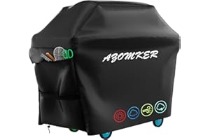 AZOMKER Telo Copri Barbecue Esterno,Copertura Barbecue Esterno Impermeabile e Antipolvere,Telo in Oxford 210D—Anti strappo, raggi UV e impermeabile (145 x61 x117)