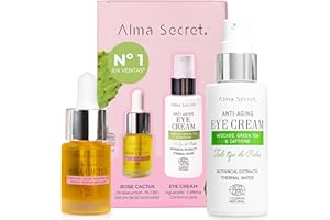 Duo Antiedad: Pack Cofre Contorno de Ojos Alma Secret de Aguacate, Té Verde y Cafeína 30ml + Sérum Facial Rose Cactus10ml - Eye Cream y Serum Hidratante, Reafirmante, Vegano ECOCERT COSMOS NATURAL