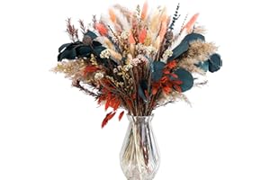 Songjum 60Pcs Natural Dried Pampas Grass Bouquet Natural Dried Flower Bouquet Bunny Tails Decoration Boho Dried Floral Arrangements for Thanksgiving Home Wedding Boho Theme Party Table Decor