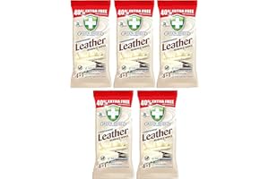HiCollections Leather Wipes 4-in-1 Conditioning Dirt Grime Protect Wipes - 350 Unscented Rectangular Sheets for All Leather Surfaces