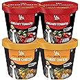 Yu Foodlabs Pasta - Ready to Eat - 2 Three Cheese + 2 Creamy Tomato - Instant Meal - Pack of 4 - No Preservatives & Additives - 100% Natural & Vegetarian - Instant Food in 4 mins - 800 GMS