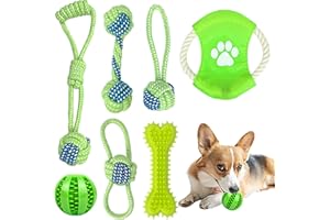 BOMPOW Puppy Teething Toys from 8 Weeks, Interactive Dog Rope Toy, Natural Cotton Dog Chew Toy, 7 Packs…