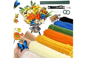 VEYCVLA 500 Piece Pipe Cleaners Flower Set, 6 Colours Pipe Cleaners, Pipe Cleaners for Crafting Flowers with Flower Wire, Ribbons, Bouquet for Bouquet DIY Crafts