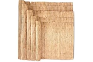 Wadan Natural Split Reed Fence Hand-Woven Reed Screening for Garden Natural Window Roller Blind Outdoor Bamboo Shades for Garden Patio Gallery Balcony Decorative Fences (1.8m x 4m)