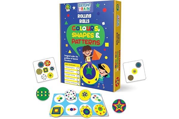 Bright Brain Rolling Balls Colours Shapes & Patterns Educational Sorting & Matching Game for Kids Ages 3+ Colour Recognition Learning Toy Best Gift for Boys & Girls