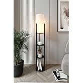 Radiente Yuvarlak Raflı Lambader Madran Ceviz &ndash; 135 cm Modern Zemin Lambası, 3 Raflı Kitaplık Tasarımlı, E27 Uyumlu, Aletsiz 