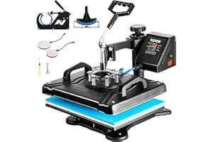 VEVOR Transferpresse Hitzepresse Textilpresse Heat Press 360 Grad Schwenkbar DIY Mulitifunktional Sublimation Wärmepresse mit Digitaler LED-Temperatur- und Zeitcontroller 5 in 1 Schwarz 12 X 15 inch