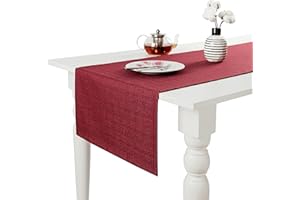 MISS SAVON Runner Tavola Moderno Tovaglia Natalizia Decorativo per Festa Ristorante Tovaglia Natalizia Antimacchia per Tavolo da Pranzo di alta Qualità Lavabile in Lavatrice (45 x 160 cm, rosso vinaccia)