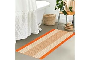 renoazul® Anti Slip Washable Large Door Mat, 60 x 110 cm Heavy Duty Waterproof Indoor Door Mat, Non Slip Carpet Rug for Home, Kitchen and Bedroom Décor (Gel Back Nada Rug - Orange)