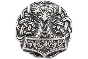 ‎BATTLE-MERCHANT Battle-Merchant - Thorshammer Gürtelschnalle - Wikinger Mjölnir Schnalle für Wechselgürtel - Ø 6 cm - Silber oder Bronze - passend für 4 cm Gürtel - Zamakguss - Mittelalter & LARP