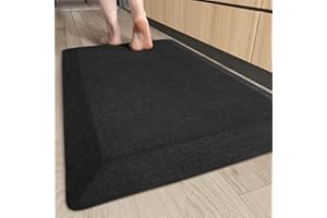 ‎COLOR&GEOMETRY COLOR&GEOMETRY Anti ermüdungsmatte 51x81 cm, 2,3 cm dick, langlebig küchenmatte rutschfest, Ergonomische gepolsterte Komfort Stehmatte, Küchenläufer für Standing Desk, Küche, Büro, Schwarz