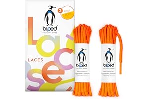 ‎BIPED biped LACES 2 Paar reißfeste Schnürsenkel für Lederschuhe, Boots, Stiefel - für Arbeit, Freizeit und Sportschuhe - 100% Polyester Schuhbänder rund ø 4 mm z2914(#8 neon orange,120 cm)