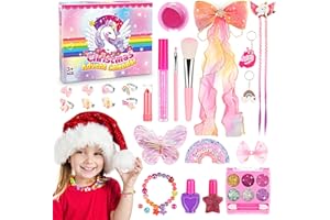 LADMIN Kids Advent Calendar 2023 for Girls: Unicorn Gifts for Girls Christmas Stocking with Makeup Set,DIY Charms Jewellery,Hair Accessories, Sticks, Cosmetic, Presents Gifts Toy for Girls Toddler