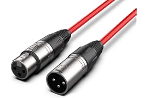 Audibax Silver Cavo XLR Maschio a XLR Femmina - Lunghezza 30 Metri - Connettori OFC ad Alta Trasmissione del Segnale - Rivestito in PVC - Massimo Isolamento - Diametro 6 mm - Colore Rosso