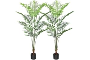 CROSOFMI Piante Finte Areca Palma 150 cm Piante Artificiali da Interno e Esterno Grandi Palma Finta Soggiorno Decorazioni Camera da Letto Balcone (2 PACK)