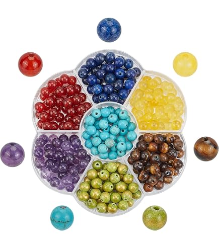 SUNNYCLUE Chakra Lava Stein Perlen Set – 200 Teile, 8 Mm, Mit Kristallschnur & Aufbewahrungsbox