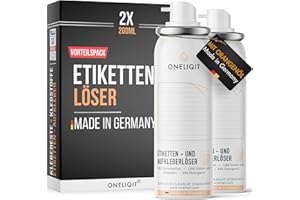 ‎ONELIQIT ONELIQIT® Etikettenentferner, Etikettenlöser, Klebereste Entferner mit Orangenöl 2 x 200ml für das einfache Entfernen von Etiketten, Aufklebern, Vignetten & Klebstoffen