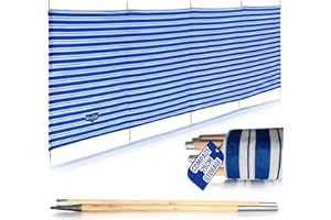 VANILLA LEISURE.CO.UK Vanilla Leisure 5 or 7 Split Windbreaker Pole - Wind Breaks for Camping, Beach, Caravan & Garden - Heavy Duty with Metal Tipped Wooden Poles for Extra Stability, Blue, Green, Charcoal