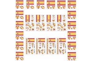 AhfuLife 24 Piezas Español Pegatinas de Bandera Nacional de Tatuaje Temporales, Kit de Tatuajes Faciales Impermeables de Española para Decoración de Fans de Eurocopa Femenino 2025 Casa Bar Fiesta