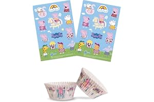 ‎DEKOZAUBER24 Peppa Wutz Set 24x Essbare Muffinaufleger + 25x Muffinschalen Tortendeko Kindergeburtstag Deko Muffin Peppa Pig