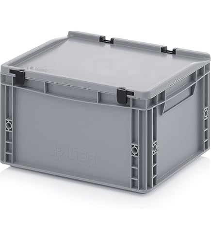 Auer Packaging Eurocontainer-Eurobox 80 x 60 x 13,5 cm met scharnierdeksel incl. gratis duimstok