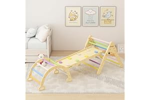 BanaSuper Colorful 3 in 1 Climbing Triangle Ladder with Ramp & Arch Triangle Climber Set Montessori Climbing Toys for Kids Indoor Playground Play Gym Gift for Children