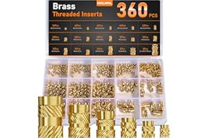 Gewindeeinsatz 360 Stück Set, HOLMOL Messing Einschmelzgewinde M2 M2.5 M3 M4 M5 M6 für Kunststoff, Gerändelt Einpressmuttern für 3D Druck Zubehör und DIY Projekte, Gewindeeinsätze mit Box