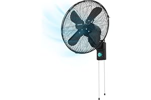 ‎CECOTEC Cecotec - Wandventilatoren EnergySilence 4500 Power Wall Black, 50W, 30 cm Durchmesser, 4 aerodynamische Klingen, Kettenschalter, 3 Geschwindigkeiten, enthalten Montageelemente