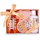 Accentra bath kit HONEY JASMINE White Musk gift | Body Care Gift Pack: Visual Presentation, Gel, Lotion, Butter, Mesh Pouffe,