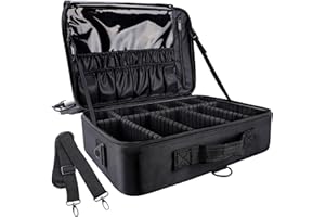 GZCZ Makeup Bag, 3 Capas Organizador de Maquillaje, Neceser Viaje Mujer Kit de Maquillaje Resistente al Agua, Estuche de Maleta Maquillaje Profesionalcon Divisores y Correas Ajustables, 16.5‘’