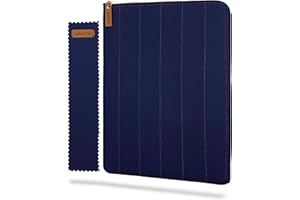 HANOI Collection® Lisboa™ Funda para libros de lectura con cremallera acolchada. Funda de libro acolchada grande. Funda libro grande. Funda protectora de libros de lectura (Azul Oscuro, Grande)